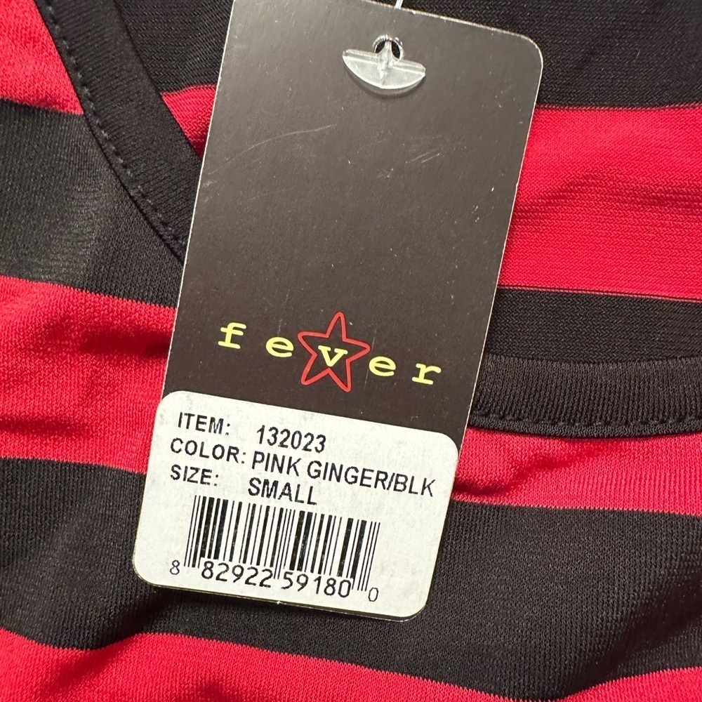 Fever Pink Ginger & Black Striped Maxi Dress Size Small Sleeveless Stretch NWT - Picture 7 of 10